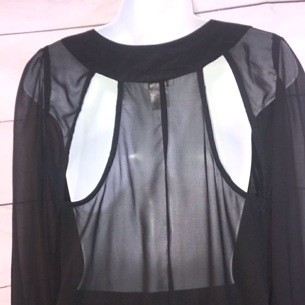 Dizzie Lizzie Black Sheer Cutout Back Top-Med - Picture 3 of 9